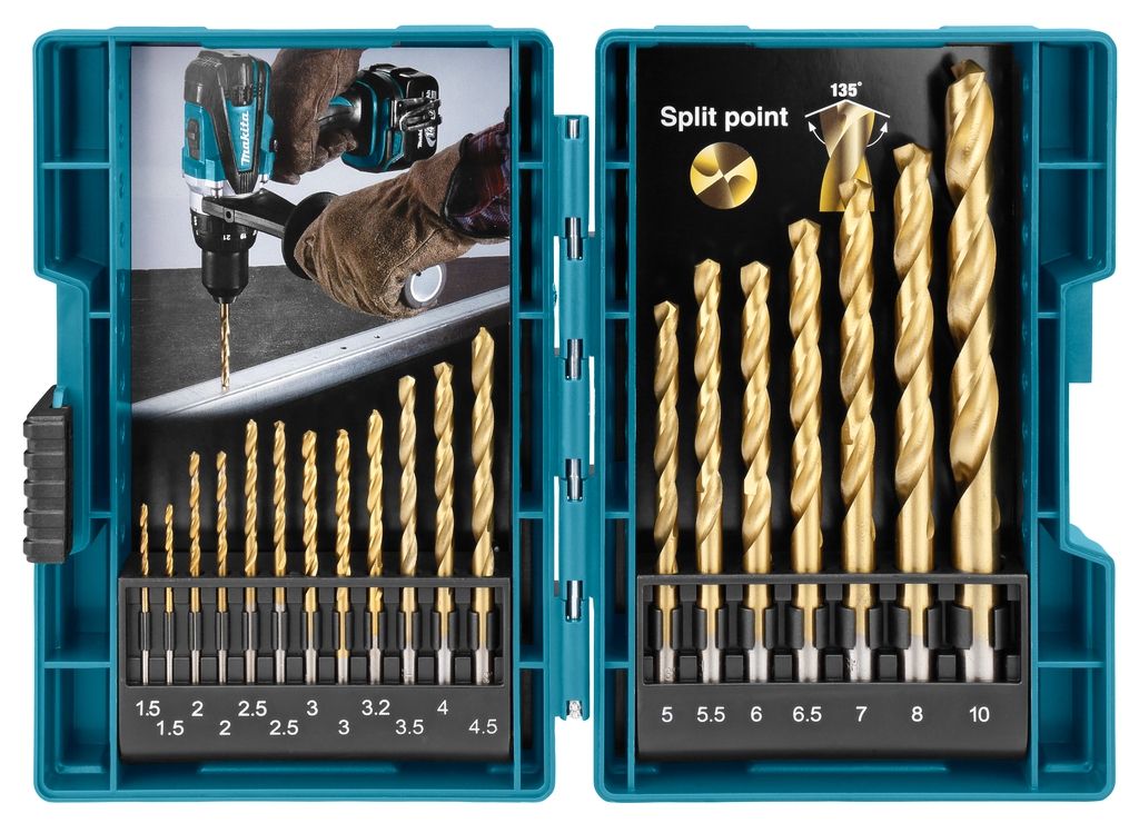Makita Accessoires D-67527 Metaalborenset HSS-TiN 19-delig
