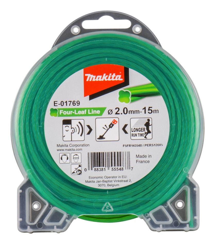 Makita Accessoires E-01769 Maaidraad Groen 2mm x 15 mtr voor Bosmaaiers