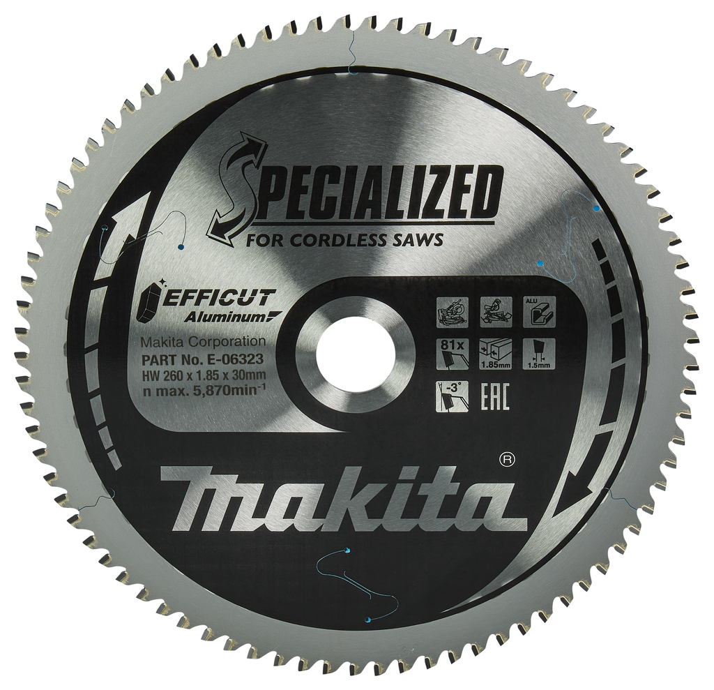 Makita Accessoires E-06323 Afkortzaagblad Aluminium Efficut 260x30x1,85 81T -3g