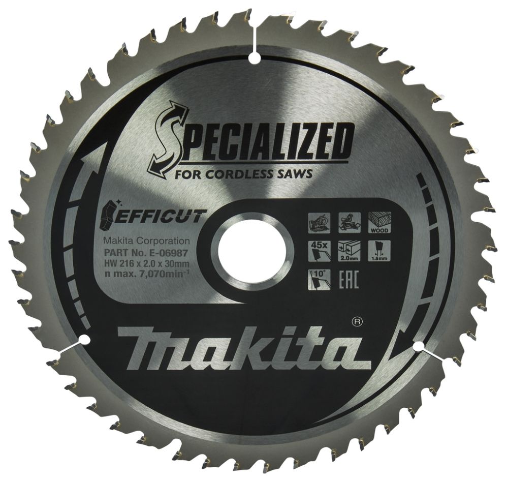 Makita Accessoires E-06987 Afkortzaagblad Efficut 216x30x2,0 45T 10g