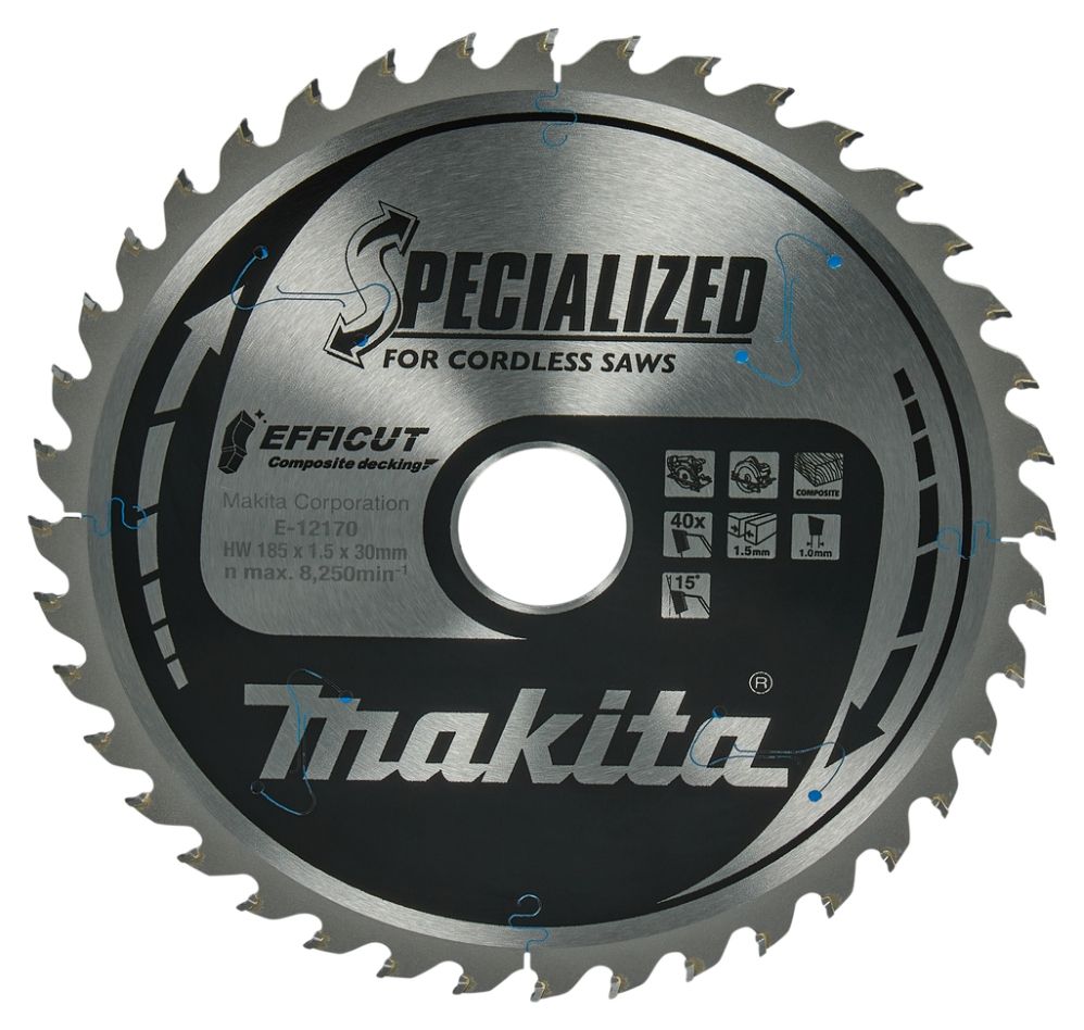 Makita Accessoires E-12170 Cirkelzaagblad WPC Efficut 185x30x1,5 40T 15g