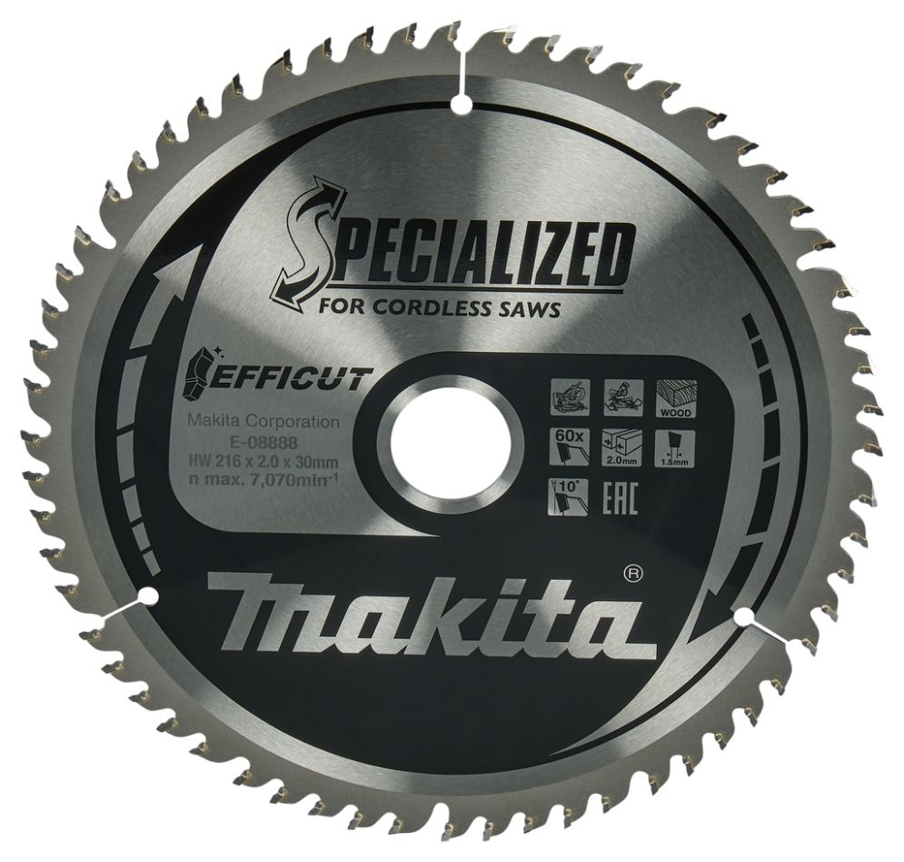 Makita Accessoires E-08888 Afkortzaagblad Hout 216 x 30 x 60T