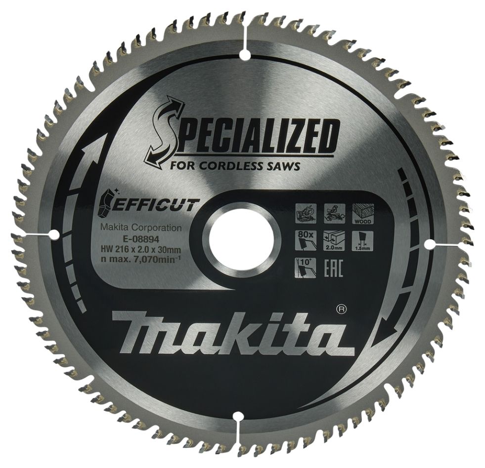 Makita Accessoires E-08894 Afkortzaagblad Hout 216 x 30 x 80T