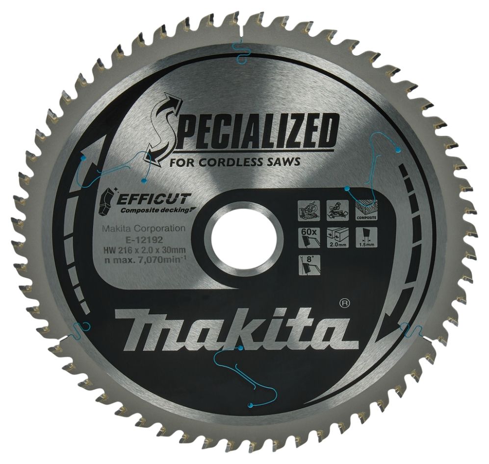 Makita Accessoires E-12267 Afkortzaagblad WPC Efficut 216x30x2,0 60T 8g
