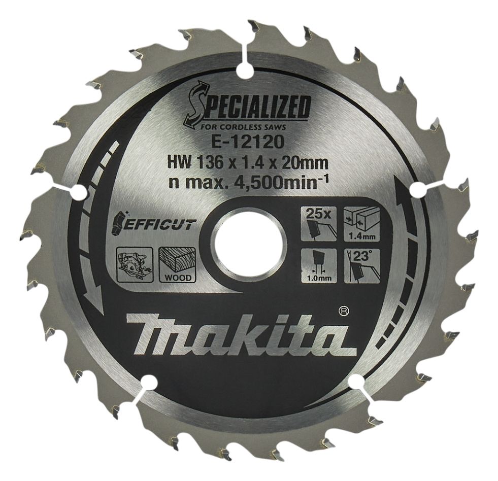 Makita Accessoires E-12120 Zaagblad hout 136x20x1,5 25T