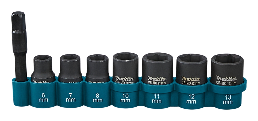 Makita Accessoires E-12289 8-delige krachtdoppenset 1/4" VK, Cr-Mo