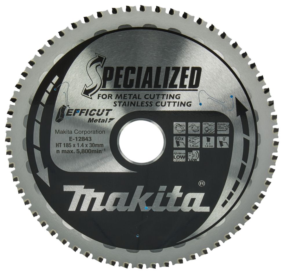 Makita Accessoires E-12843 Cirkelzaagblad RVS/Staal Efficut 185x30x1,4 60T 0g