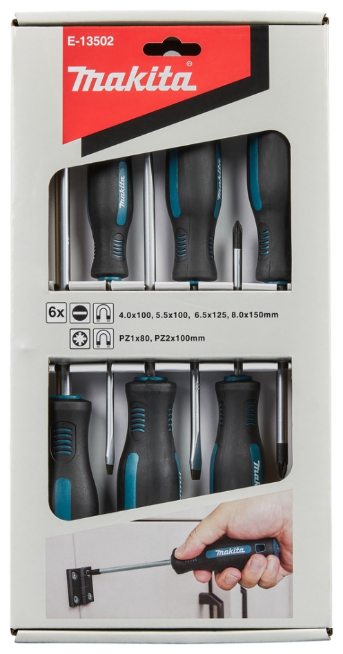 Makita Accessoires E-13502 Schroevendraaierset 6-delig PZ/SL PZ1/PZ2/SL4/SL5.5/SL6.5/SL8