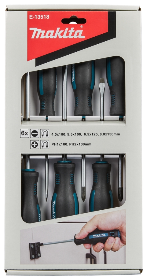 Makita Accessoires E-13518 Schroevendraaierset 6-delig PH/SL PH1/PH2/SL4/SL5.5/SL6.5/SL8