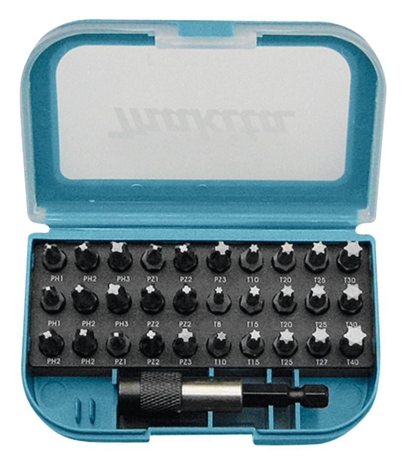 Makita Accessoires P-73374 31-delige bitset in plastic box met riemclip.