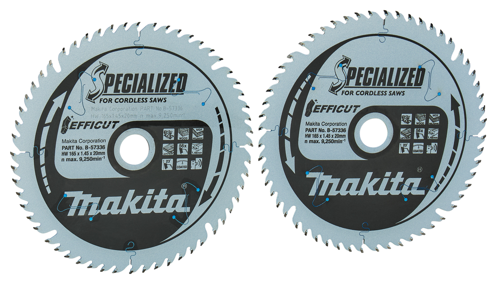 Makita Accessoires B-57336-2 HM Cirkelzaagblad Hout 165x20x1.6 56T 2ST