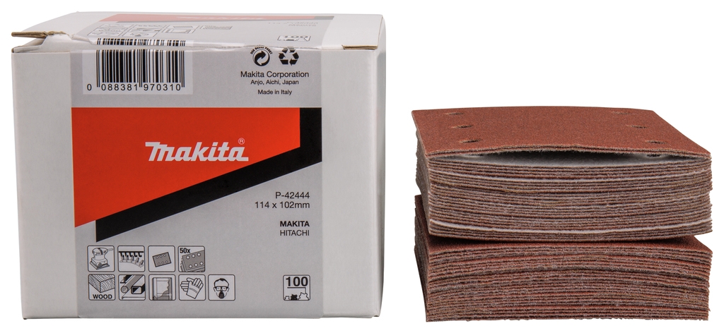 Makita Accessoires P-42444 Schuurvel 114x102 K100 Red Velcro 50 Stuks