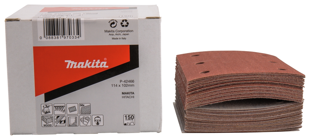 Makita Accessoires P-42466 Schuurvel 114x102 K150 Red Velcro 50 Stuks