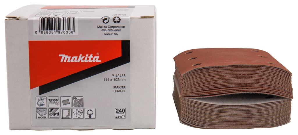 Makita Accessoires P-42488 Schuurvel 114x102 K240 Red Velcro 50 Stuks