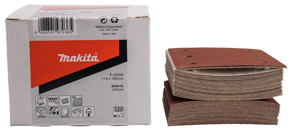 Makita Accessoires P-42494 Schuurvel 114x102 K320 Red Velcro 50 Stuks