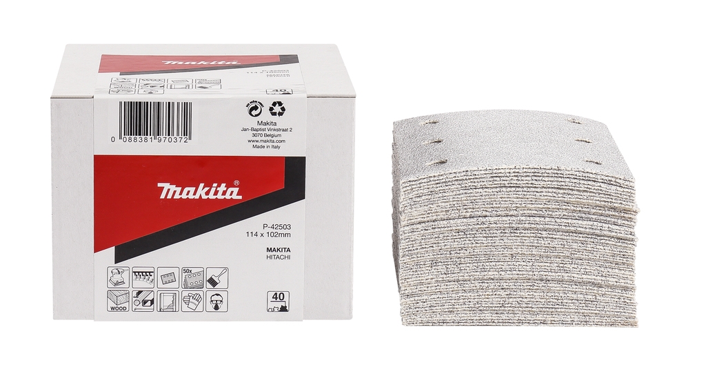 Makita Accessoires P-42503 Schuurvel 114x102 K40 White Velcro 50 Stuks