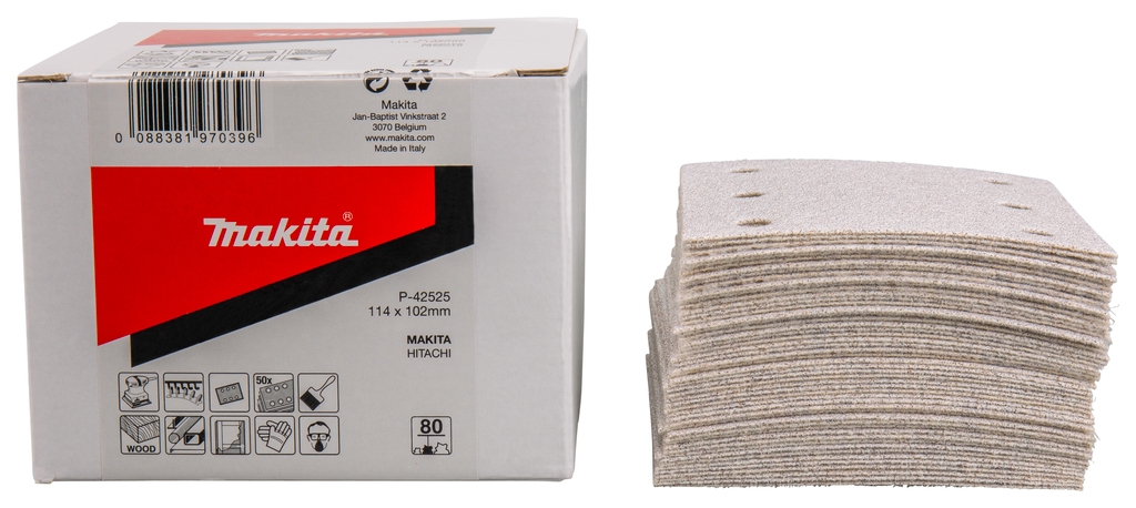 Makita Accessoires P-42525 Schuurvel 114x102 K80 White Velcro 50 Stuks