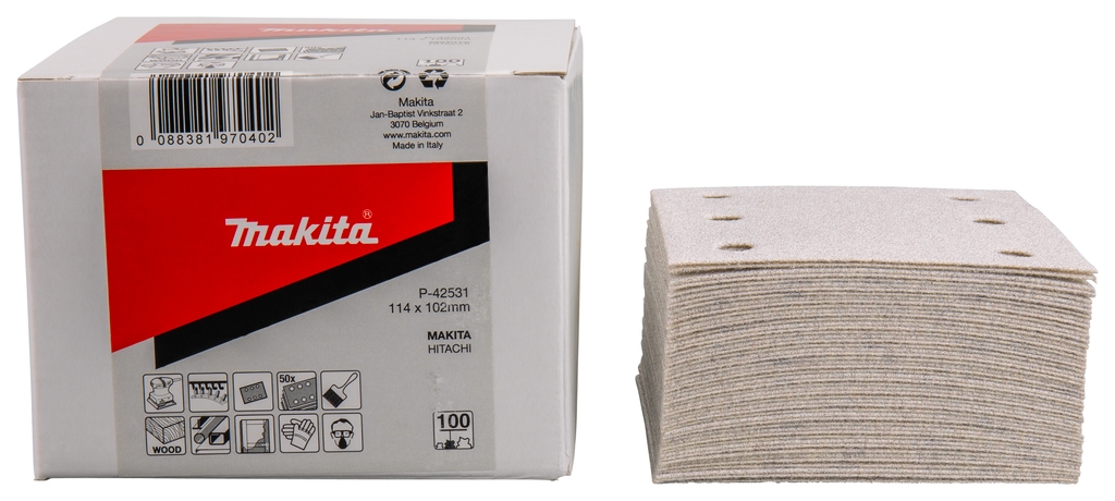 Makita Accessoires P-42531 Schuurvel 114x102 K100 White Velcro 50 Stuks