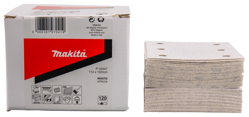 Makita Accessoires P-42547 Schuurvel 114x102 K120 White Velcro 50 Stuks