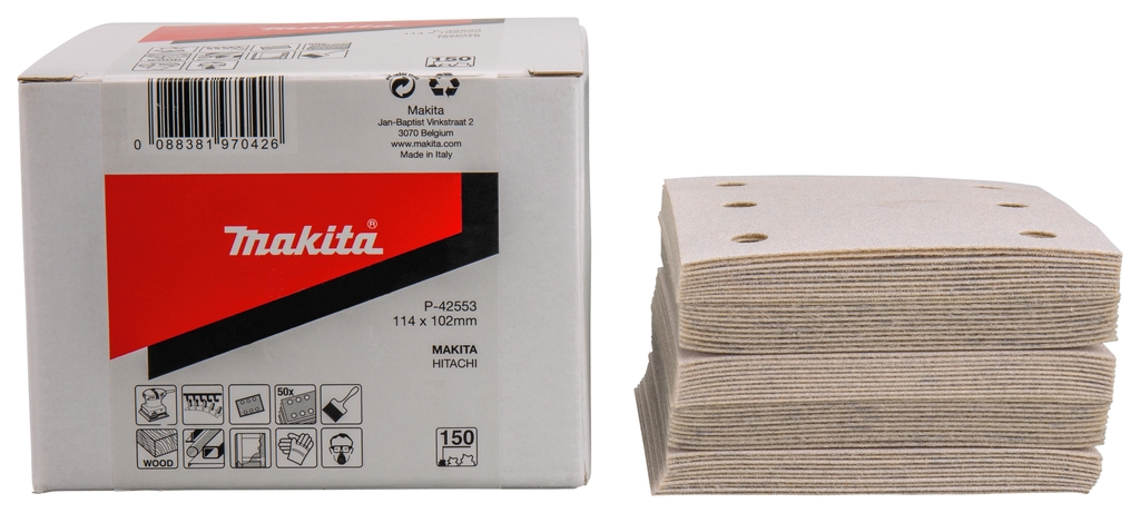 Makita Accessoires P-42553 Schuurvel 114x102 K150 White Velcro 50 Stuks