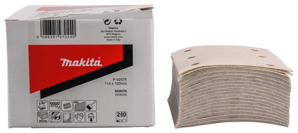 Makita Accessoires P-42575 Schuurvel 114x102 K240 White Velcro 50 Stuks