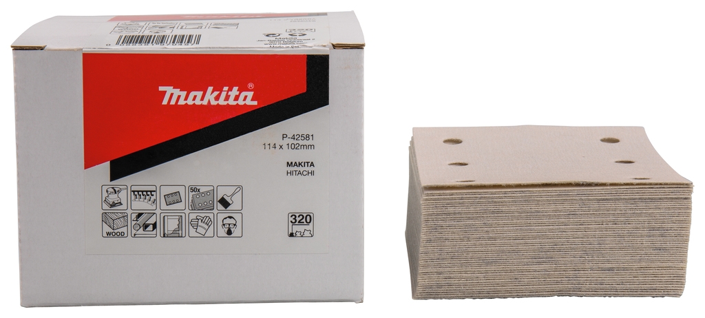 Makita Accessoires P-42581 Schuurvel 114x102 K320 White Velcro 50 Stuks
