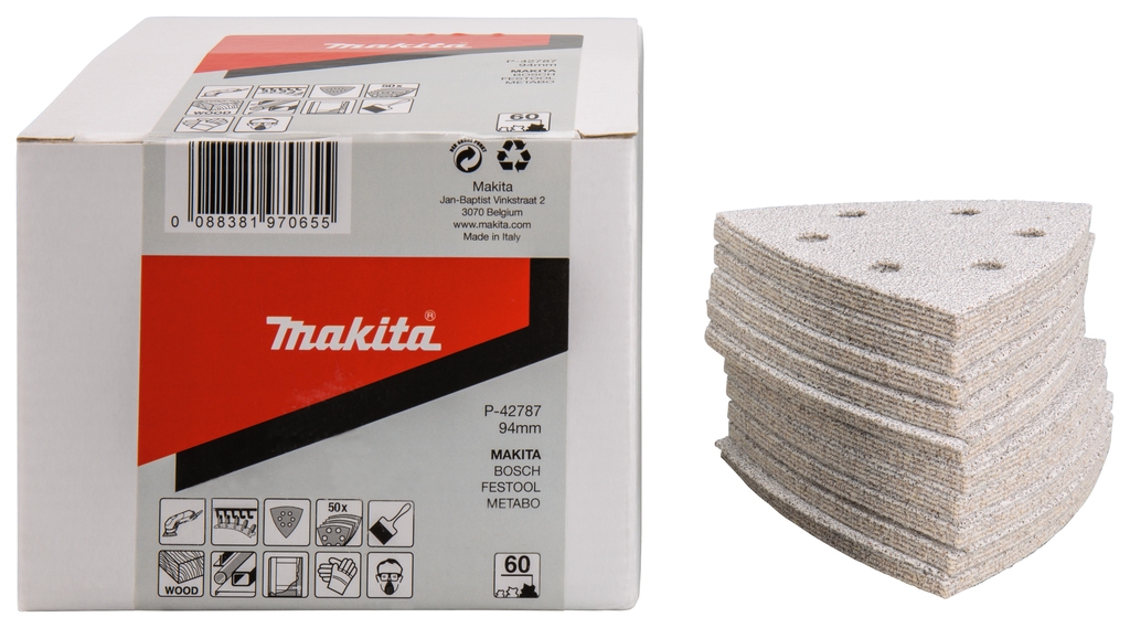 Makita Accessoires P-42787 Schuurvel 94 x 94 K60 White Velcro 50 stuks