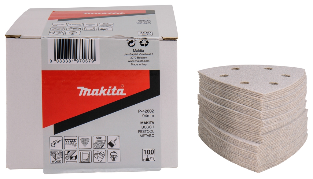 Makita Accessoires P-42802 Schuurvel 94 x 94 K100 White Velcro 50 stuks