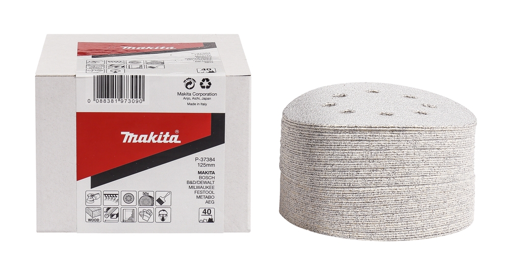 Makita Accessoires P-37384 Schuurschijf 125mm K40 White Velcro 50 stuks