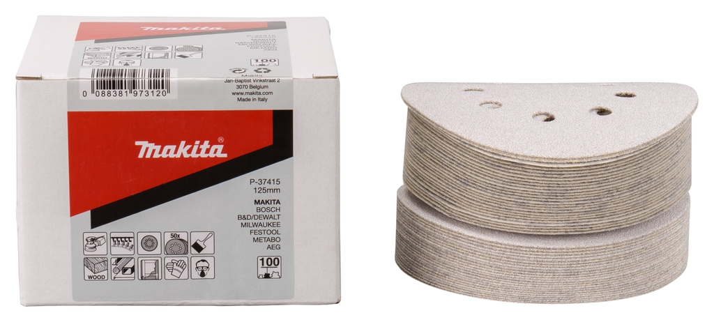 Makita Accessoires P-37415 Schuurschijf 125mm K100 White Velcro 50 stuks