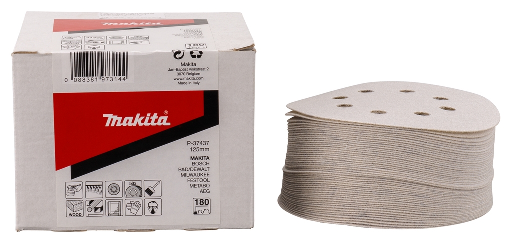 Makita Accessoires P-37437 Schuurschijf 125mm K180 White Velcro 50 stuks