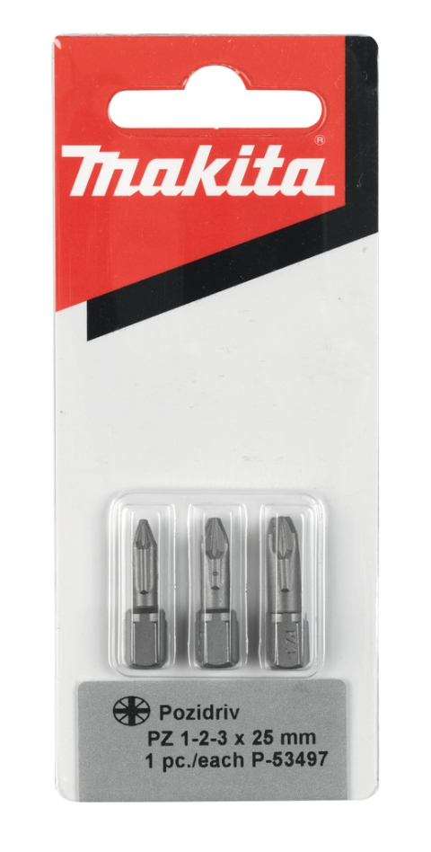 Makita Accessoires P-53497 3-delige Torsion schroefbitset Pozidrive, PZ1x25/ PZ2x25/ PZ3x25mm