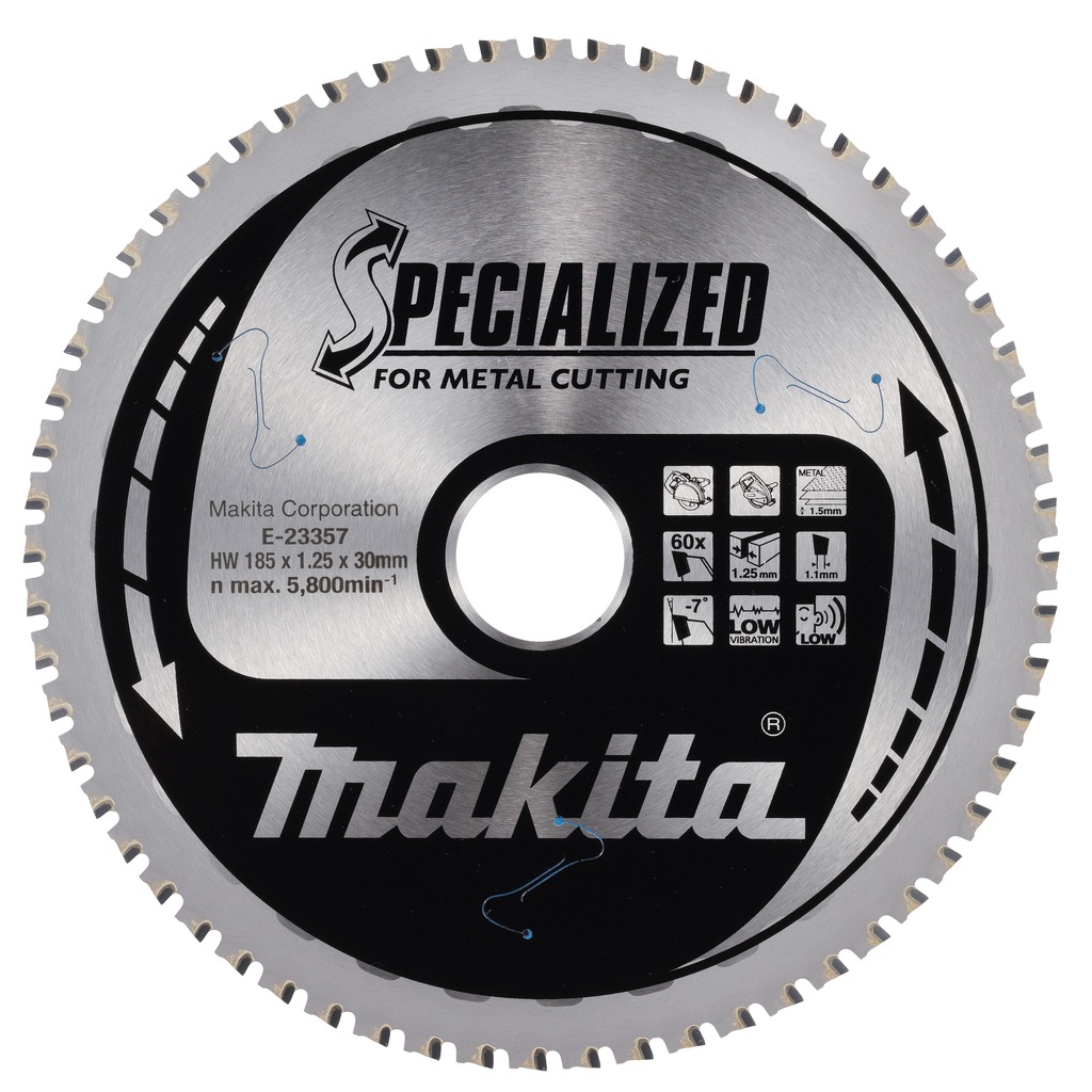 Makita Accessoires E-23357 Specialized Cirkelzaagblad Dun plaatstaal 185x30x1,25 60T -7g