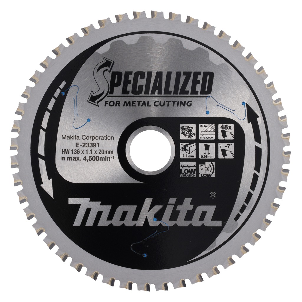 Makita Accessoires E-23391 Specialized Cirkelzaagblad Dun plaatstaal 136x20x1,1 48T -7g