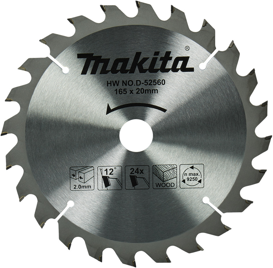Makita Accessoires D-81147 HM Cirkelzaagblad 165x20x1.6 T24 Hout 