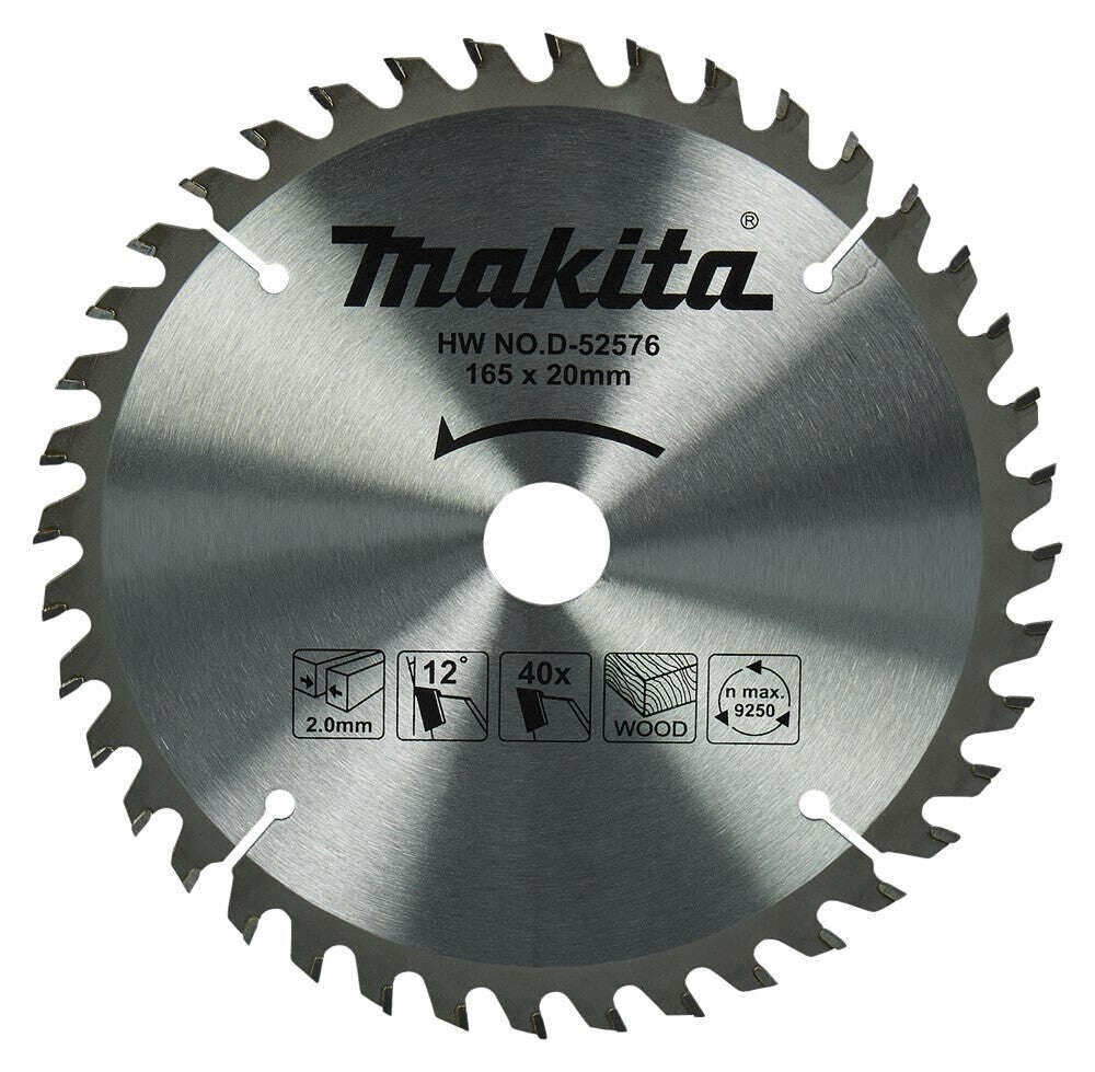 Makita Accessoires D-81169 HM Cirkelzaagblad 165x20x1.6 T40 Hout