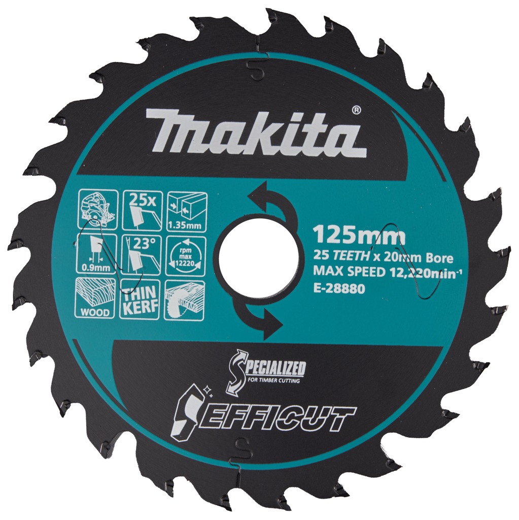Makita Accessoires E-28880 HM Efficut Cirkelzaagblad hout 125x20x1.35mm 25T