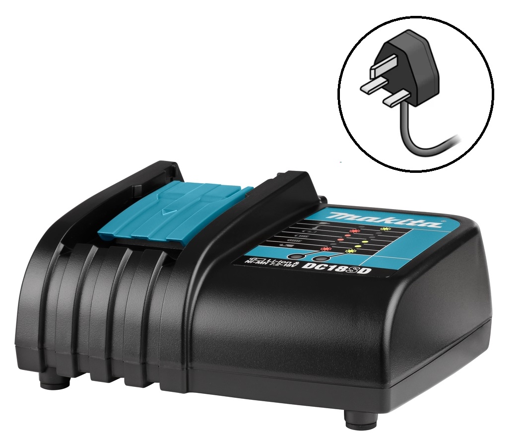 Makita Accessoires 194533-6-UK DC18SD Oplader UK-stekker 9,6 V Li-Ion/Ni-MH Schuif