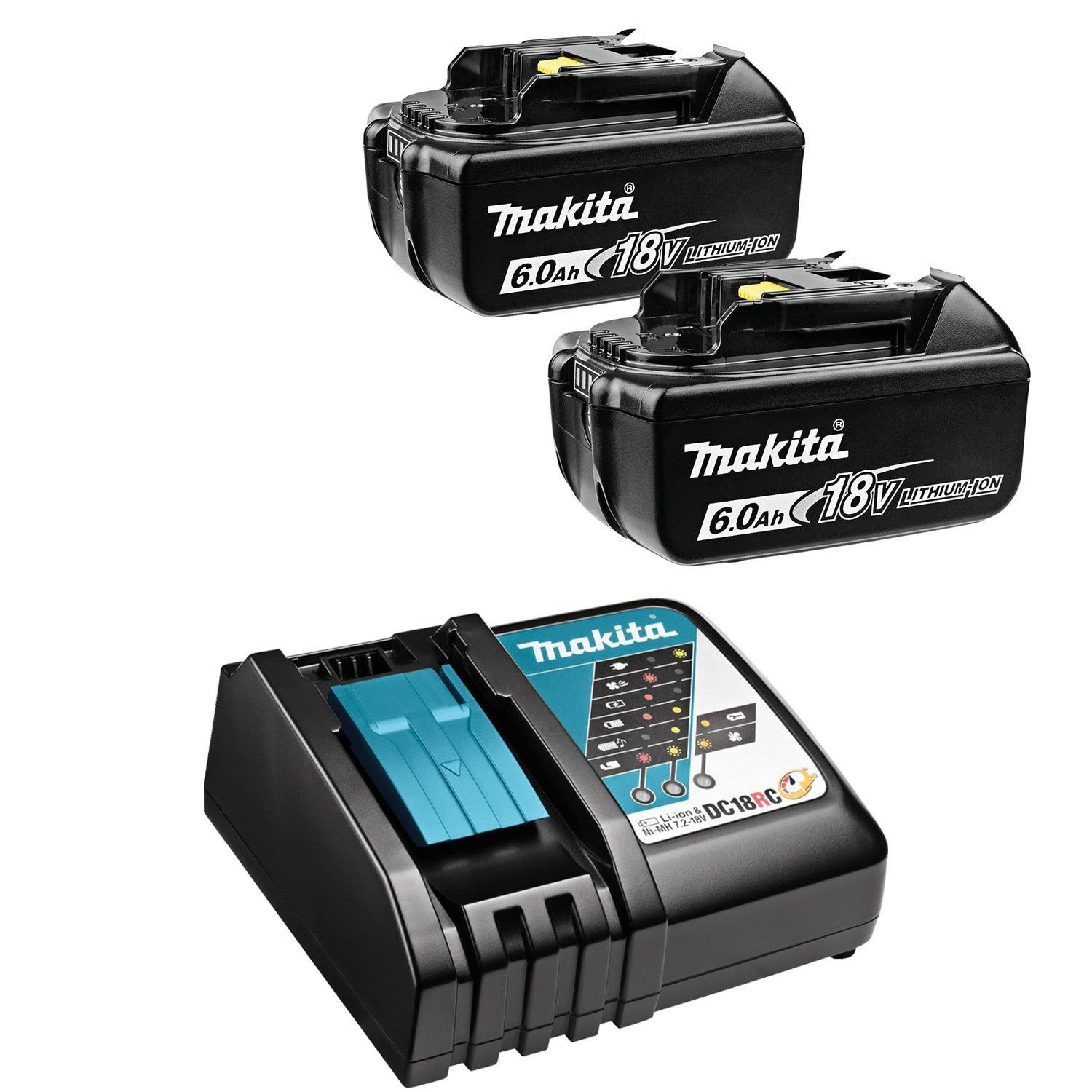 Makita Accessoires DC18BL1860 Accu Starterset 18V DC18RC + 2xBL1860B 