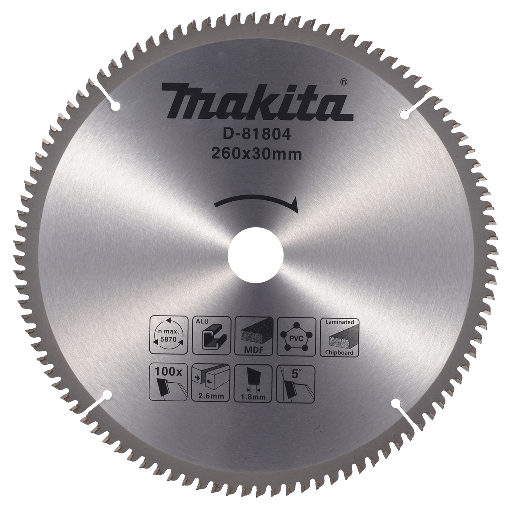 Makita Accessoires D-81804 Cirkelzaagblad multi 260x30 100T 5g
