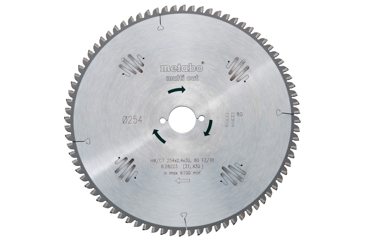 Metabo Accessoires 628084000 Cirkelzaagblad HW/CT 220x30, 80 FZ/TZ, 10°
