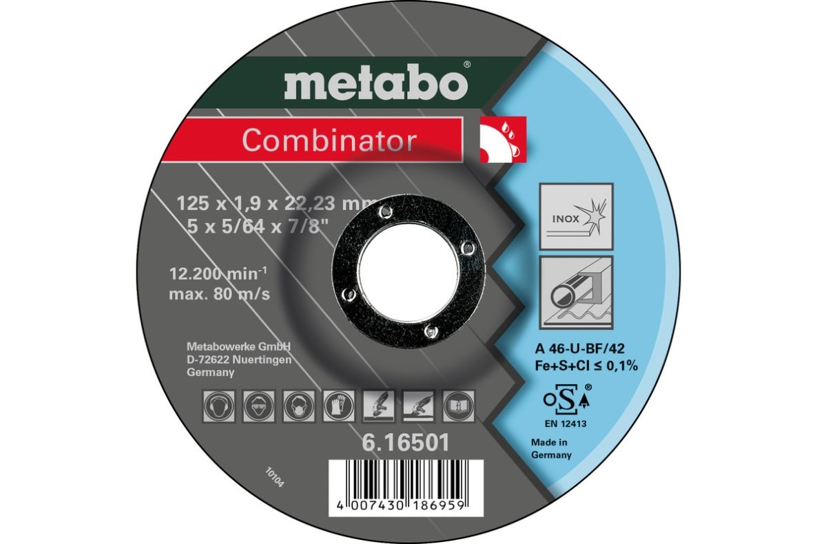 Metabo Accessoires 616501000 Combinator (doorslijp/afbraamschijf in 1) Ø 125x1,9x22,23 Inox
