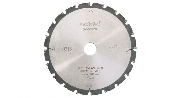 Metabo Accessoires 628230000 Cirkelzaagblad HW/CT 216X30, 20 WZ 5°, NEG.