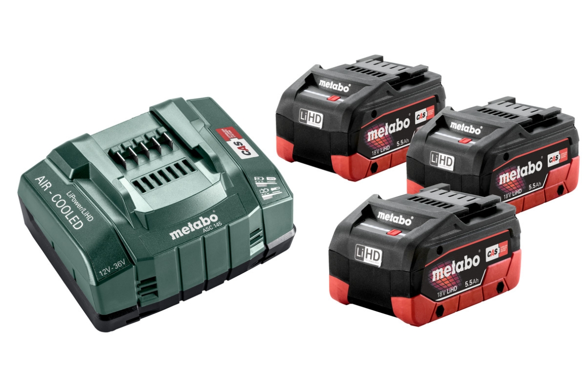 Metabo Accessoires 685074000 Accu Pakket 3 x 18V LiHD 5,5Ah + 1 x Lader ASC 145