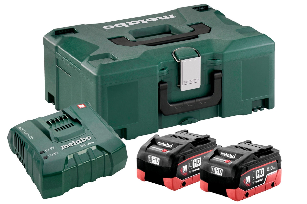 Metabo Accessoires 685131000 Accu Pakket 2 x 18V LiHD 8.0Ah + 1 x Lader ASC ultra