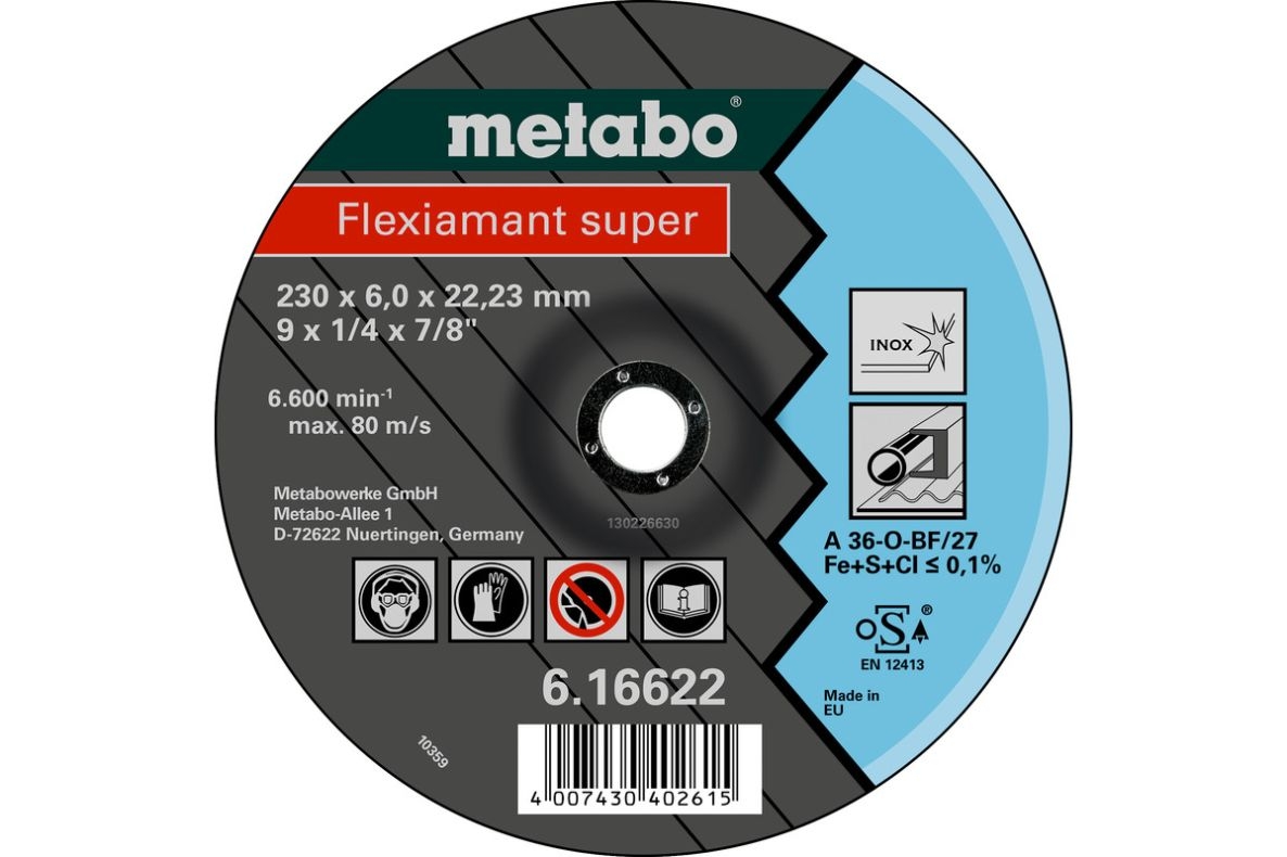 Metabo Accessoires 616610000 Afbraamschijf Ø 180x6,0x22,2 RVS Flexiamant super