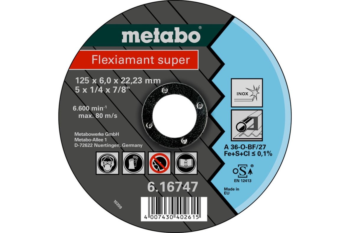 Metabo Accessoires 616747000 Afbraamschijf Ø 125x6,0x22,2 RVS Flexiamant super
