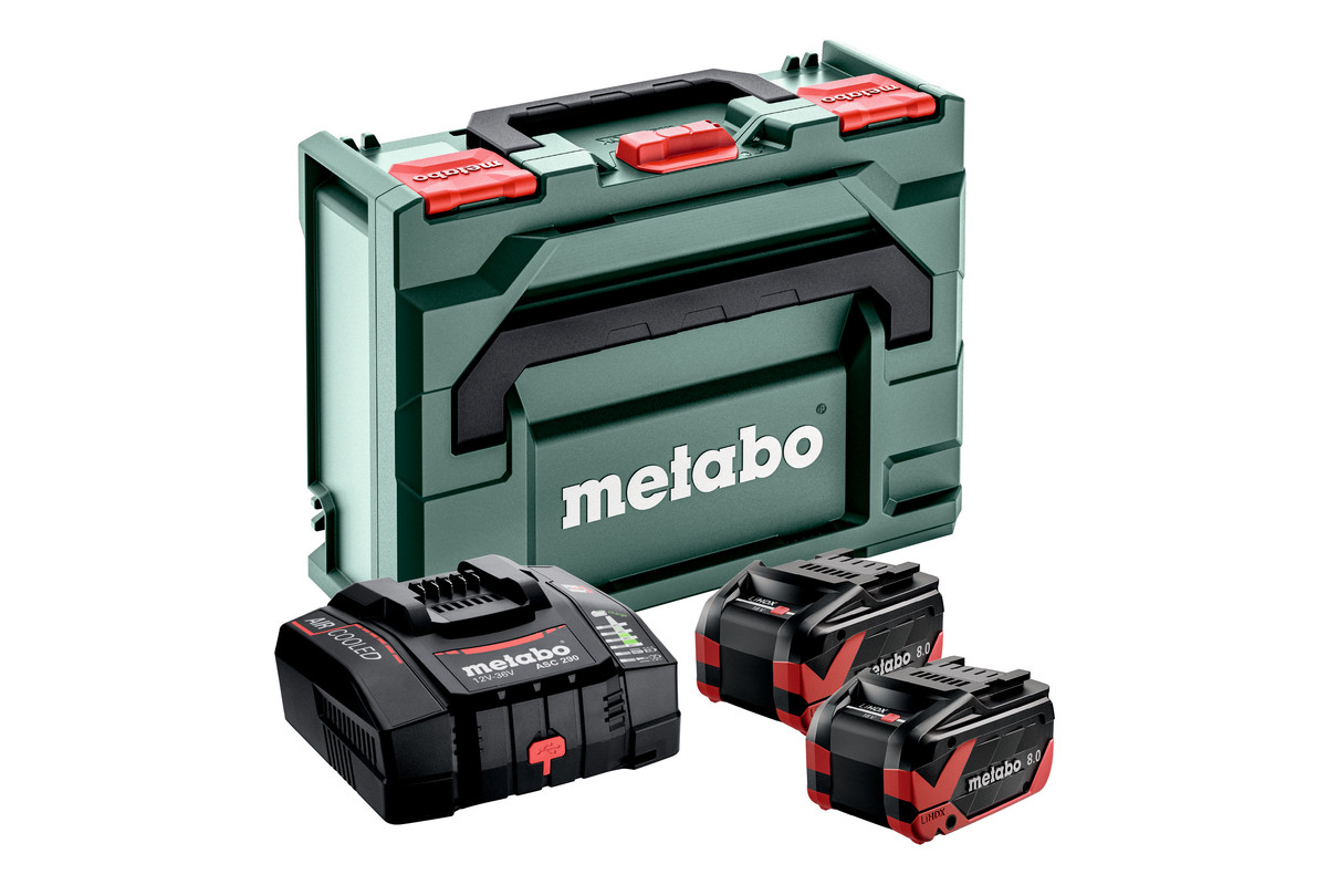 Metabo Accessoires 685305000 Accu Pakket 2 x 18V LiHDX 8.0Ah + 1 x Lader ASC290 in MetaBox