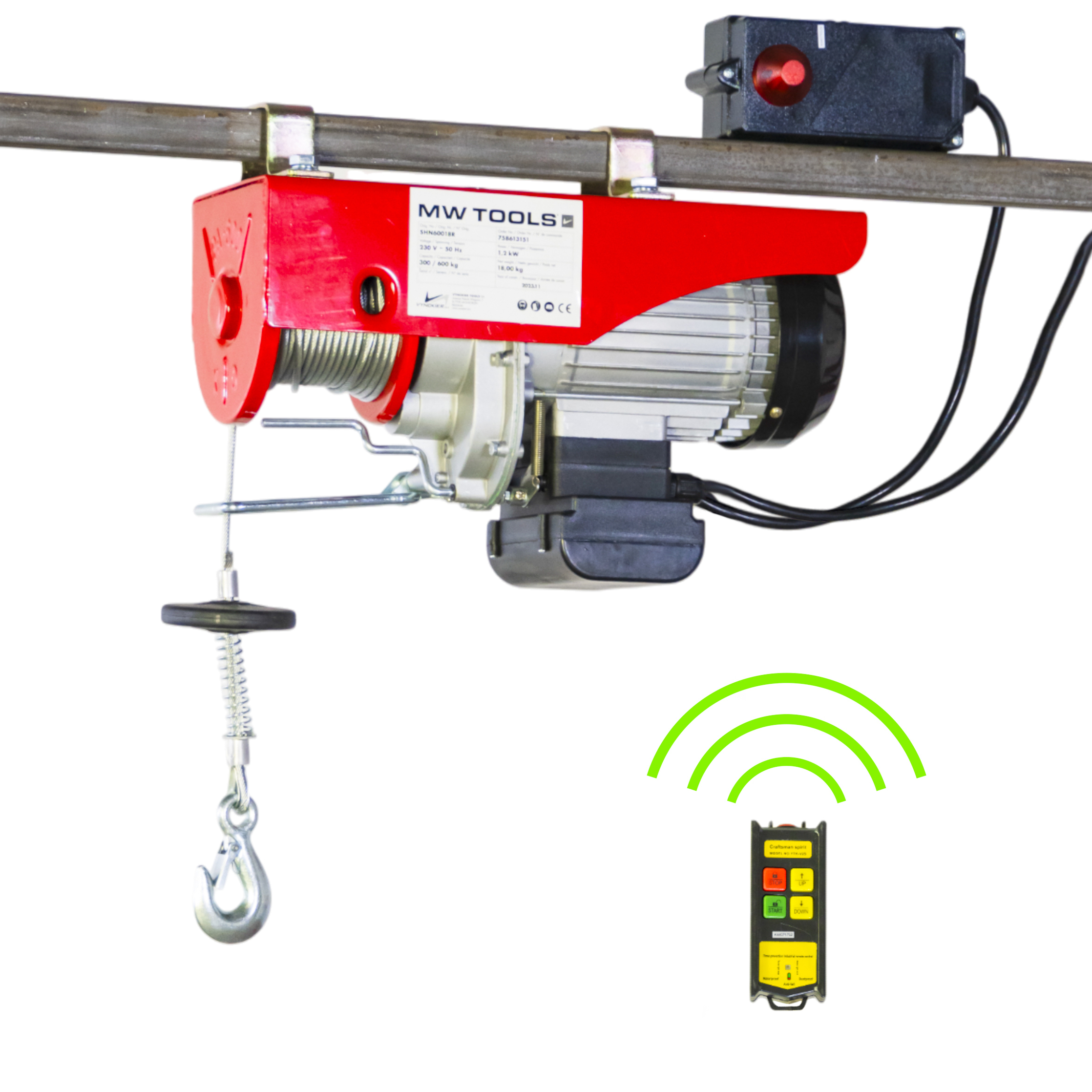 Metal Works 758613151 SHN60018R Elektrische kabeltakel 600 kg 18 meter draadloze bediening