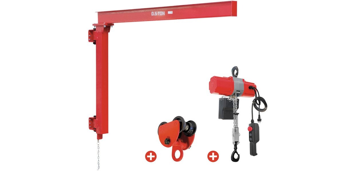 Metal Works 729840199 PHM500SET2 Wandzwenkkraan 500 kg incl. elektrische kettingtakel 6 m en trolley